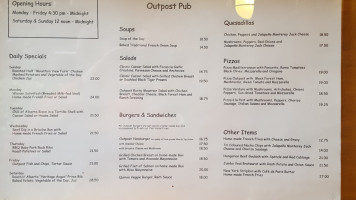 Outpost Pub menu