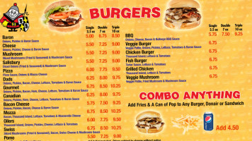 Burger Baron menu