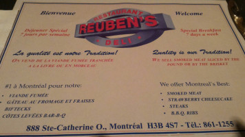 Reuben’s Delicatessen menu
