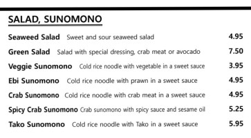 Pg Sushi menu