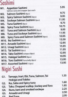 Yanaki Sushi menu