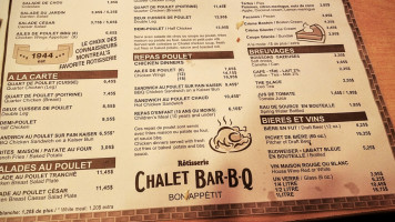 Chalet Bar-B-Q menu