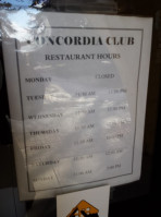 Concordia Club menu