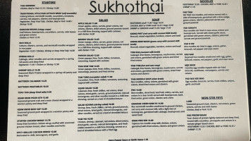 Sukhothai Restaurant menu