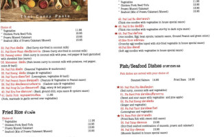 Thida's Thai menu