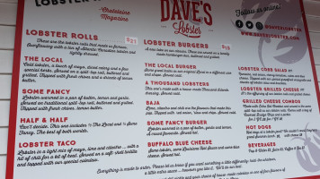 Dave's Lobster Halifax menu