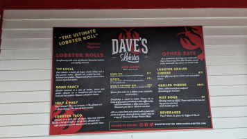Dave's Lobster Halifax menu
