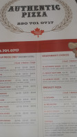 Authentic Pizza N V M menu