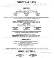 Pizzaville Pizza menu
