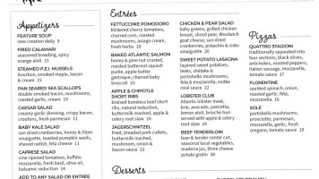 Sole Restaurant and Wine Bar menu