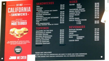 California Sandwiches menu