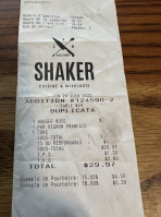 SHAKER Cuisine & Mixologie Ste-Foy menu