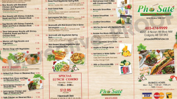 Pho Sate Nolan Hill menu