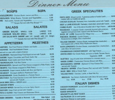 The Greek Village Restaurant menu
