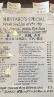 Shintaro Sushi Japanese Restaurant menu