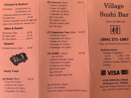 Village Sushi Bar menu