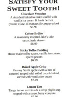 Jakes Grill & Oyster House Inc menu