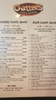 Chatters Pub Eatery menu