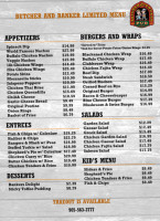 The Butcher Banker Pub menu
