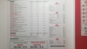 Cortina Pizza menu