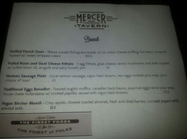 Mercer Tavern menu