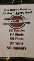 Kramer's Bar and Grill menu