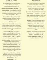 Biercraft Bistro menu