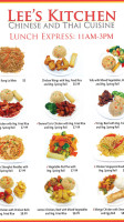 Lee's Kitchen Chinese And Thai Cuisine menu