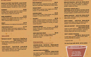 Abstractions Cafe menu