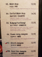 So Hyang Korean Cuisine menu