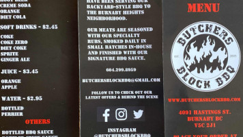 Butchers Block BBQ menu