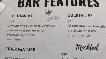 Old Firehouse Wine Bar menu
