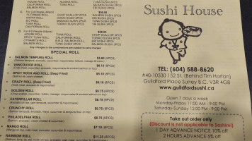 Guildford Sushi House menu