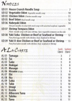 Tomo Japanese Restaurant menu