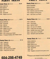Sushi Bar Kilala menu
