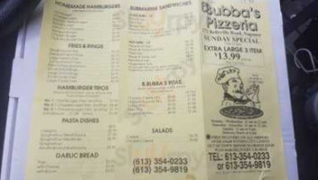Bubba's Pizzeria menu