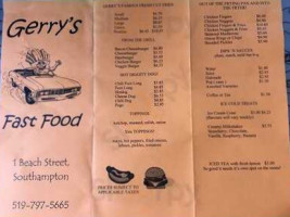 Gerry's Fast Food menu