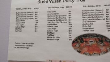 Sushi Yuzen menu