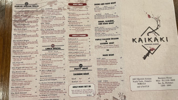 Kaikaki Japanese Cuisine menu