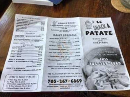 Le Shack a Patate menu