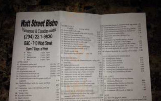 Watt Street Bistro menu