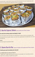 Burrito Splendido, Regent menu