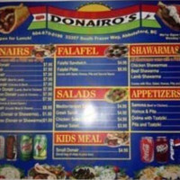Donairo's menu