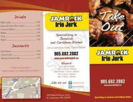 Jamrock Irie Jerk menu