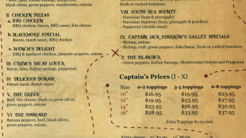 Captain's Pizza menu