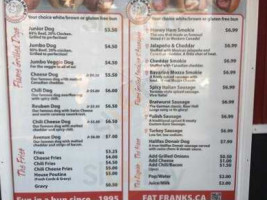 Fat Franks menu