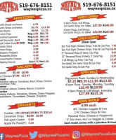 Wayne's Pizza Subs menu
