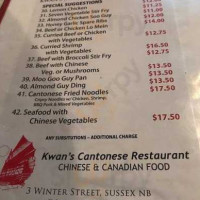 Kwan's Restaurant menu
