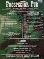 Prospector Pub Rock Creek menu