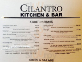 Cilantro Kitchen & Bar menu